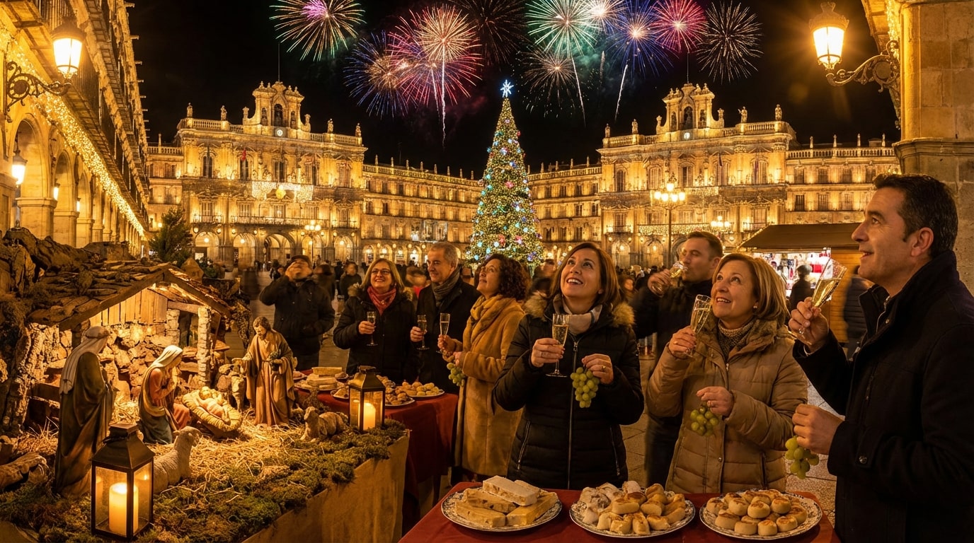Изображение, сгенерированное с помощью ИИ: Новогодняя ночь в Испании